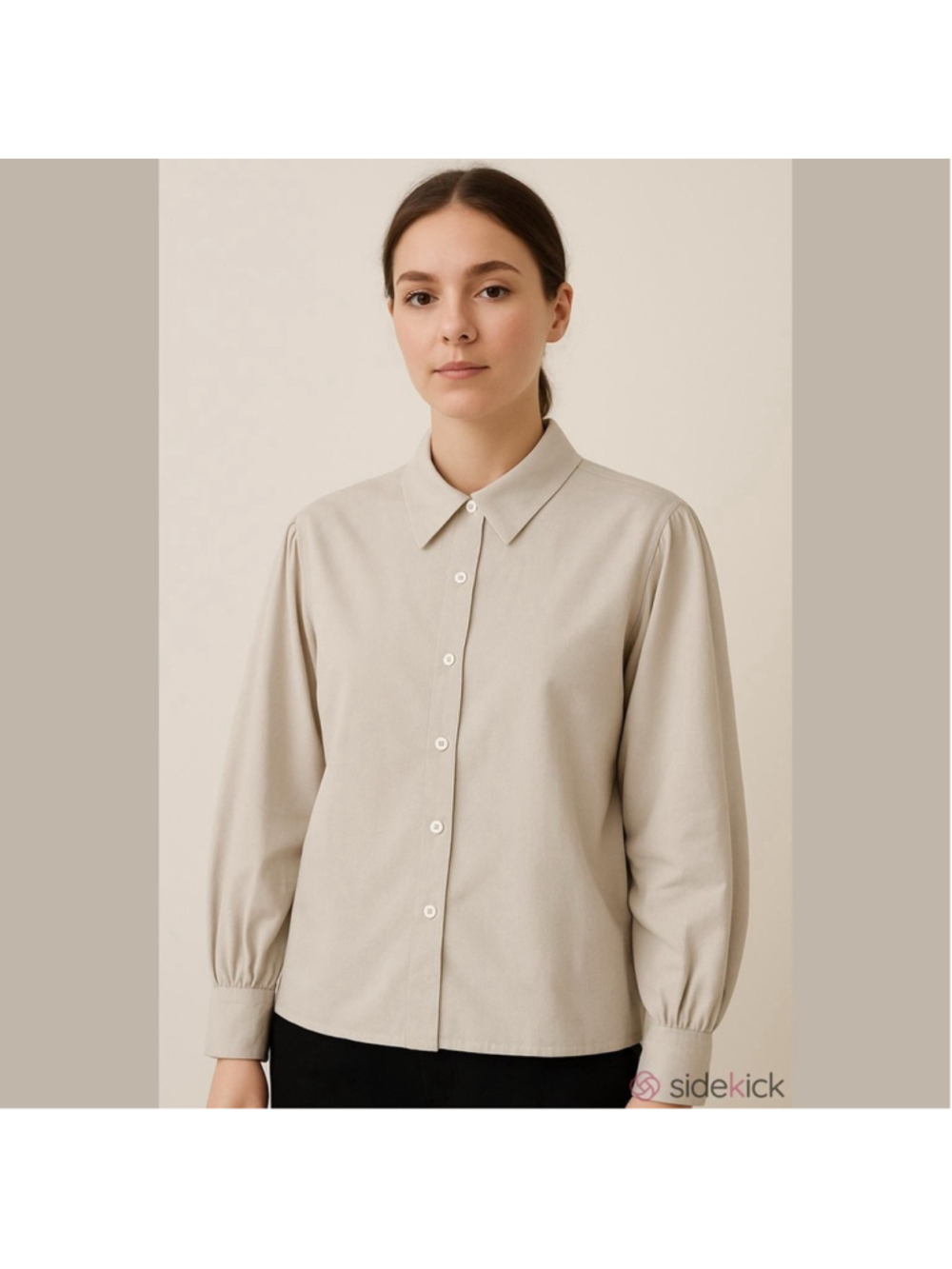 * OAK + FORT Stone Grey Brushed 100% Cotton Twill Button Up Shirt Size S